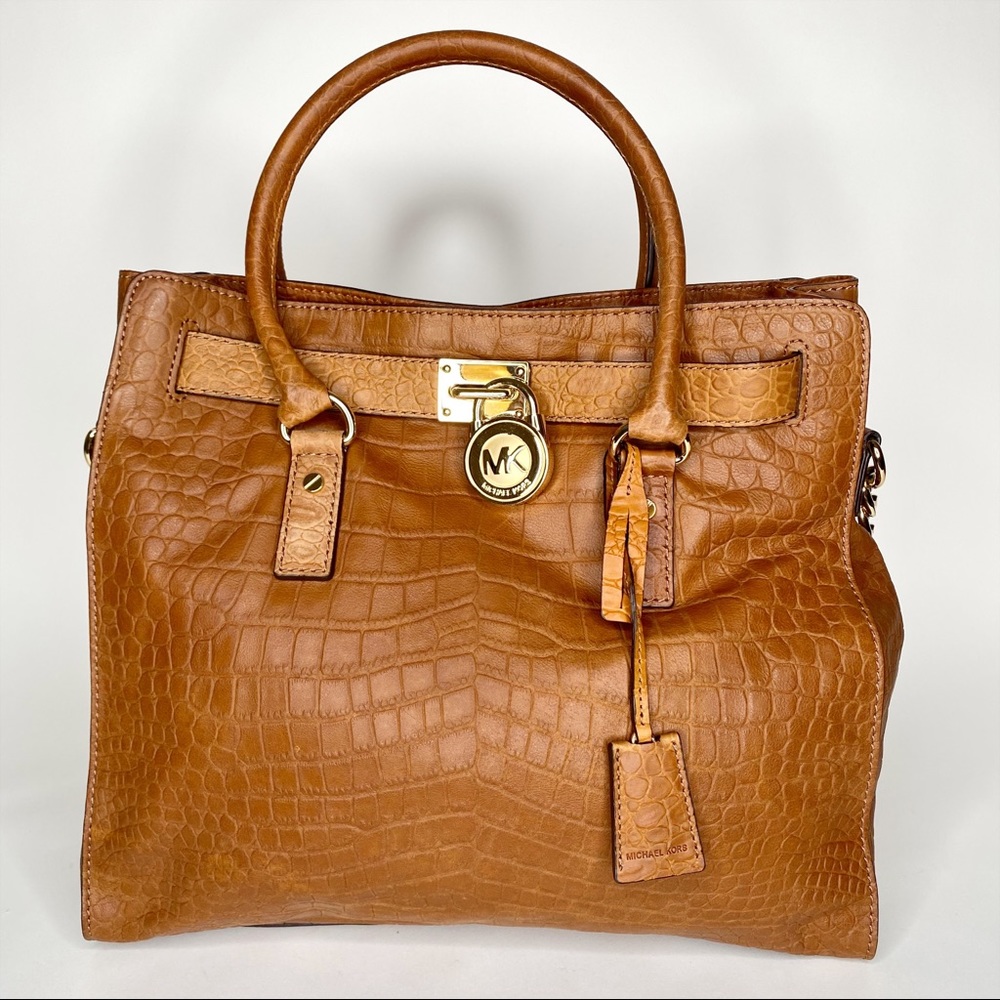 MICHAEL Michael Kors Croc-Embossed Leather Tote in Cognac